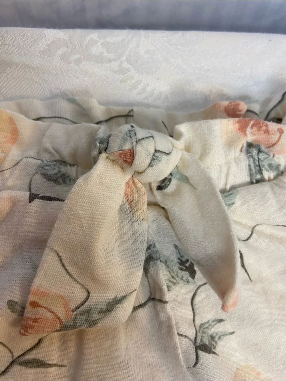 Jessica Simpson Cream Baby Set with Peach Floral Accents 3-6 M